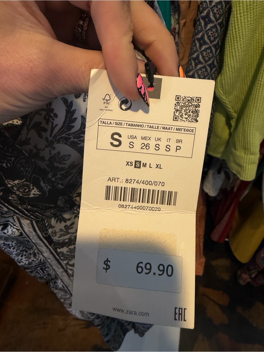 NWT Zara Patterned Spaghetti-Strap Midi Dress - Picture 8 of 9